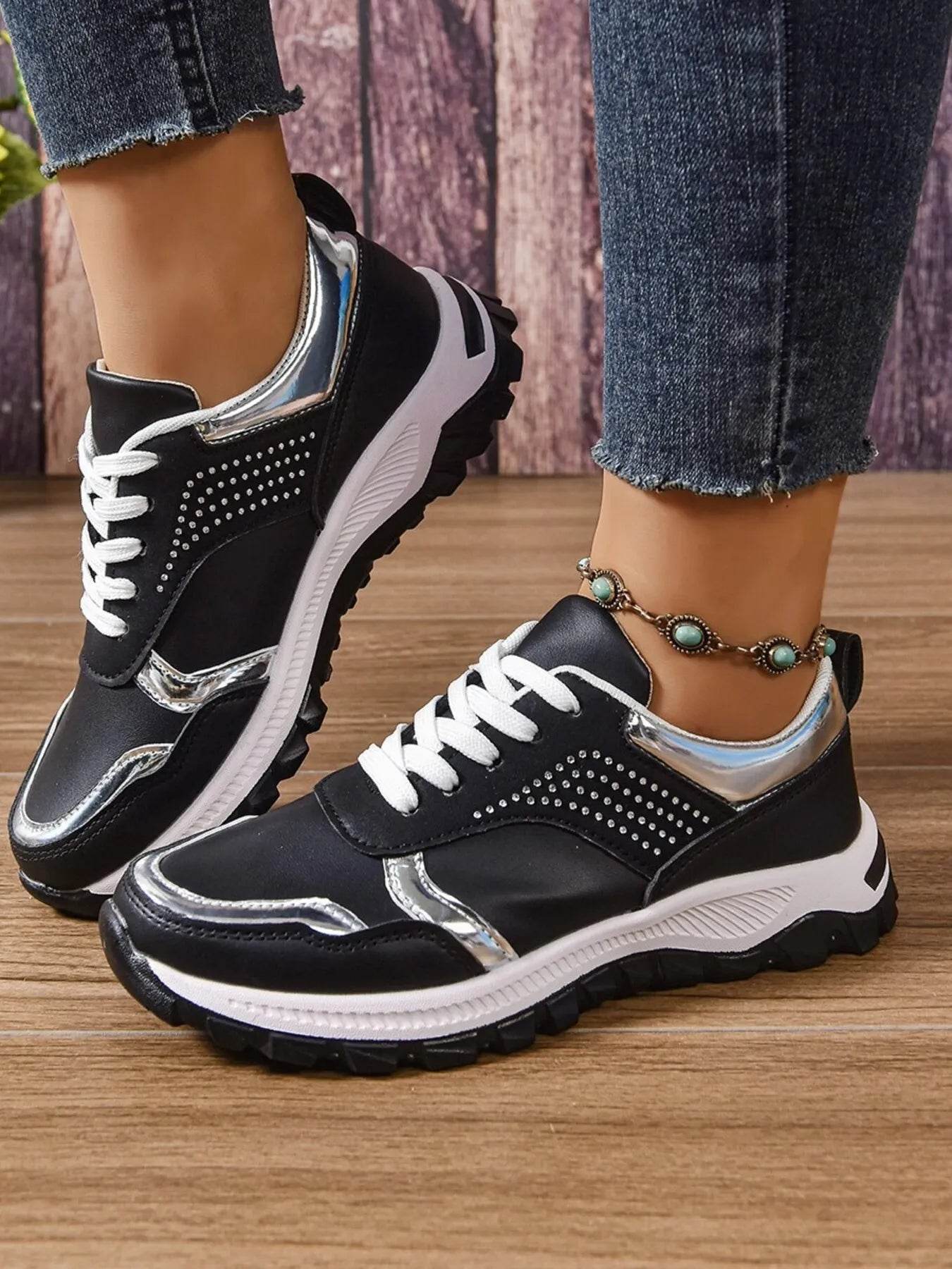 Lace Up Round Toe Sneakers - Tredona LLC