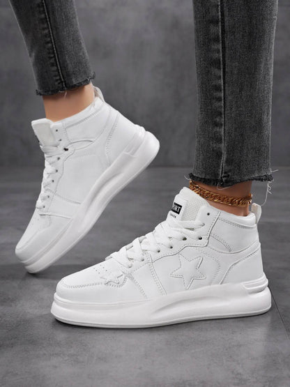 Star Pattern Lace Up Sneakers - Tredona LLC