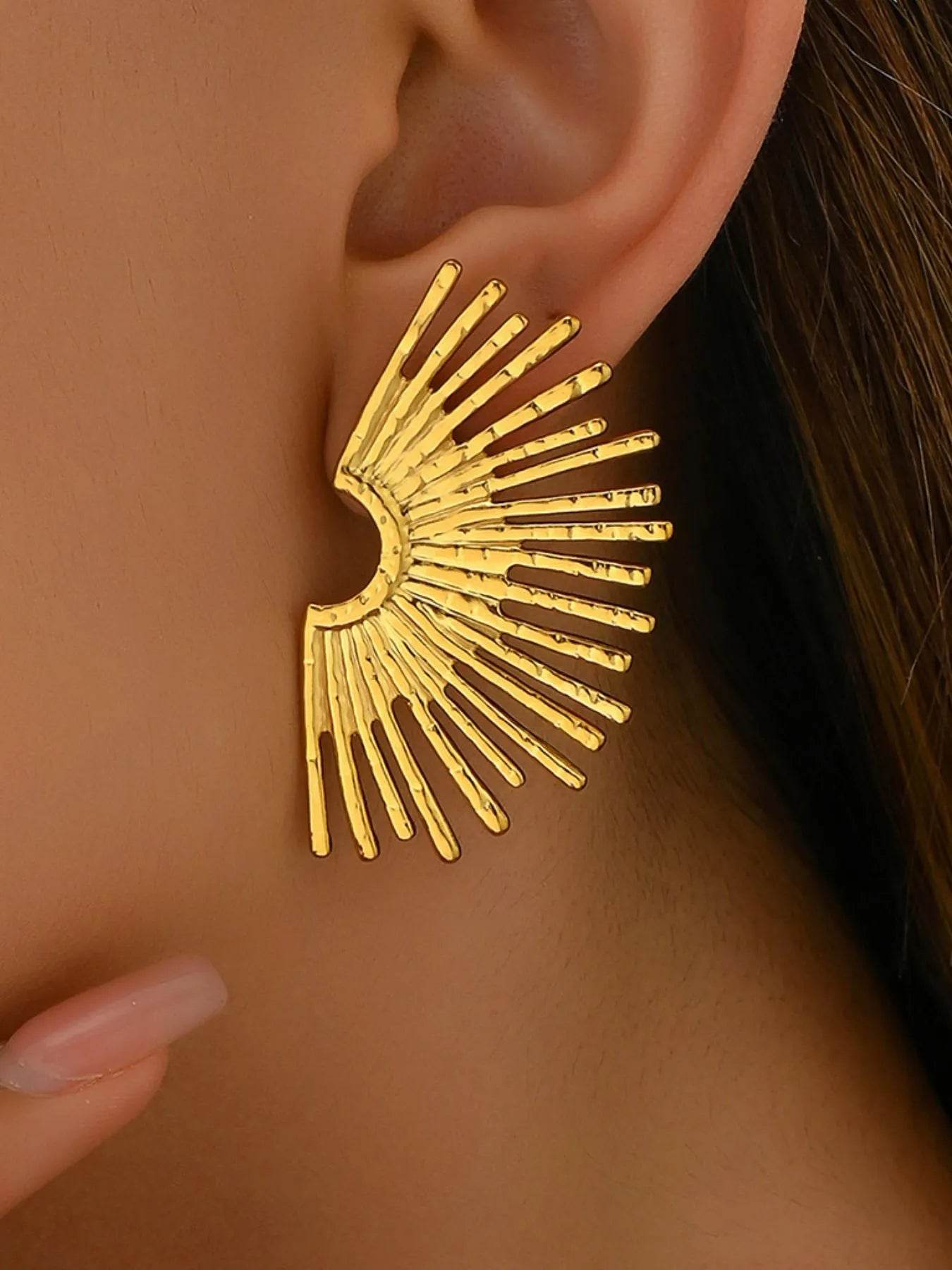 18K Gold-Plated Stainless Steel Sunburst Earrings - Tredona LLC