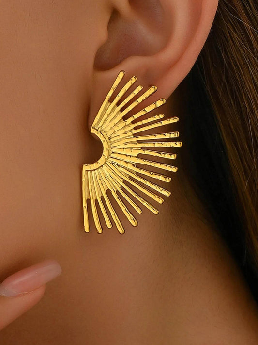 18K Gold-Plated Stainless Steel Sunburst Earrings - Tredona LLC