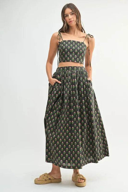 MABLE Floral Crop Top and Skirt Set - Tredona LLC
