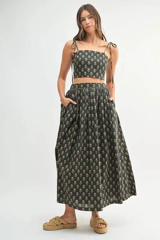 MABLE Floral Crop Top and Skirt Set - Tredona LLC