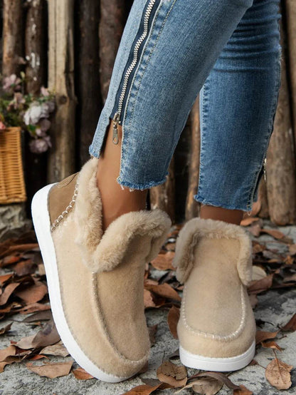 Furry Suede Round Toe Flat Sneakers - Tredona LLC