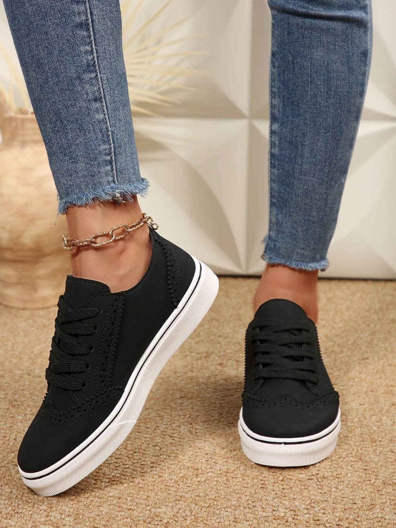Lace Up Round Toe Platform Sneakers - Tredona LLC