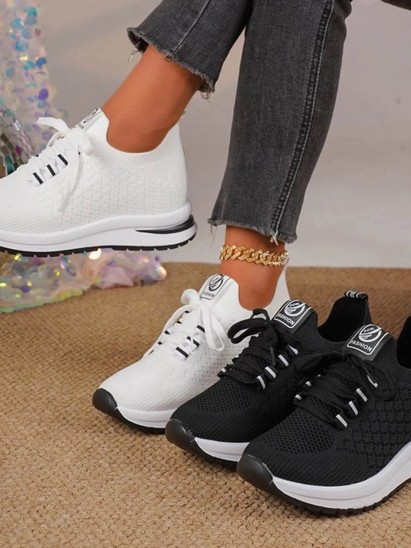 Breathable Mesh Lace Up Sneakers - Tredona LLC