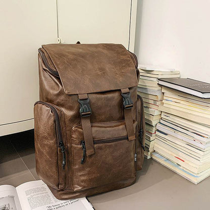 Retro Men's Leather Cowhide Women's Computer Backpack Frosted - Tredona LLC