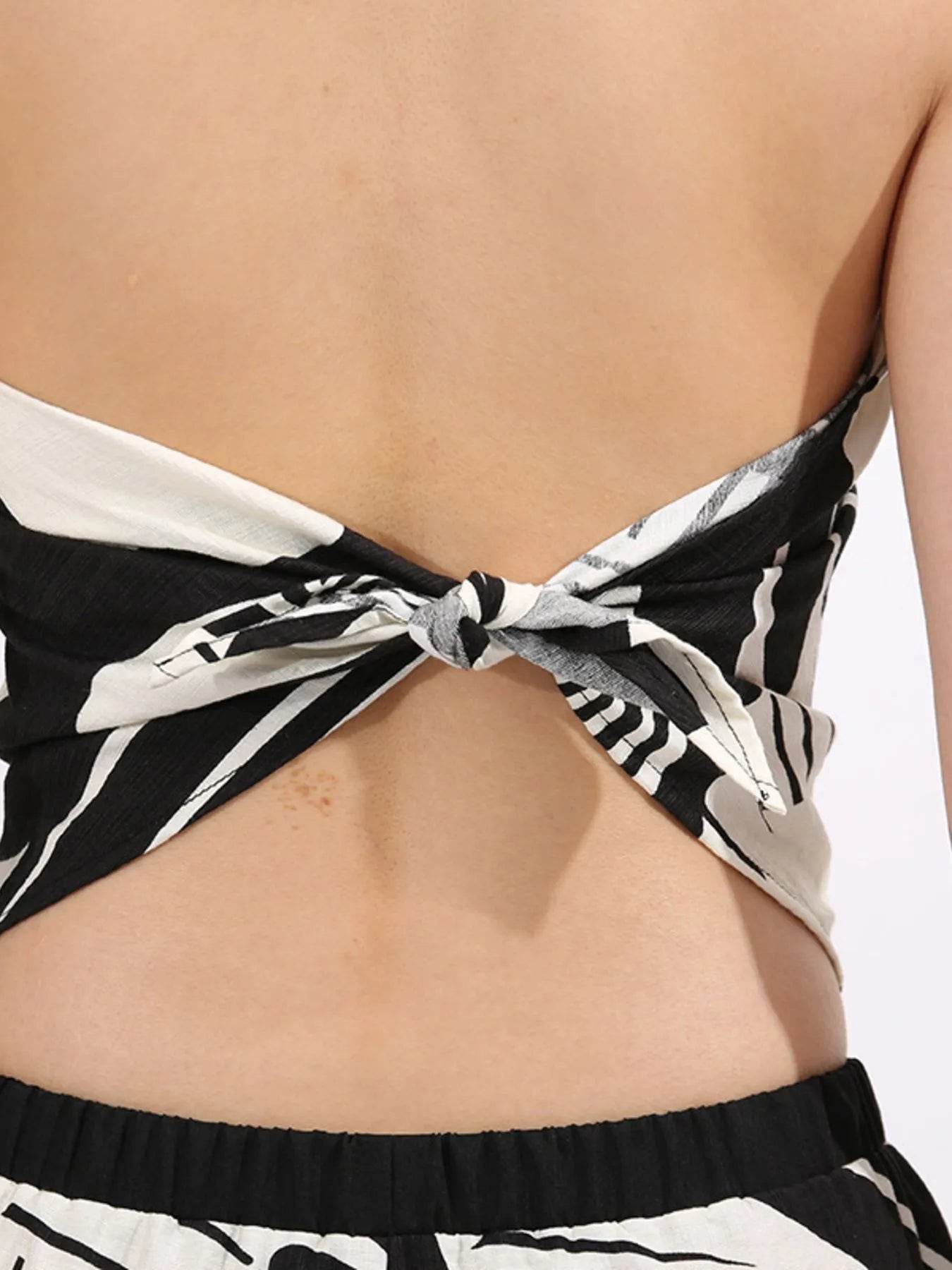 Abstract Print Tube Top and Wide Leg Pants Two-Piece Set - Tredona LLC