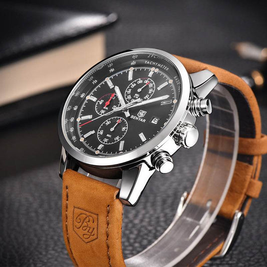 Fashion Casual Watch Mens Watches Men Luxury Brand Quartz Watch Business Leather Men's Watches Clock - Tredona LLC