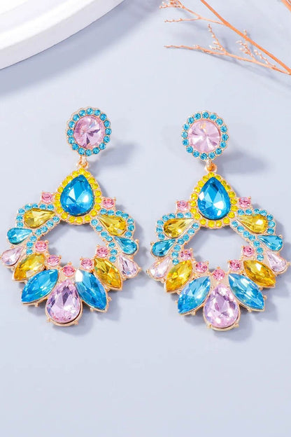 Alloy Rhinestone Dangle Earrings - Tredona LLC
