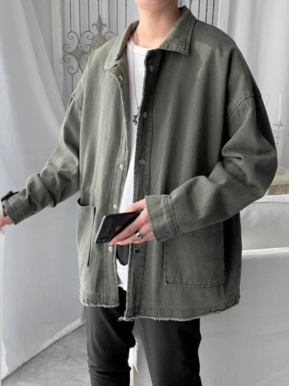 Men's Button Up Long Sleeve Jacket - Tredona LLC