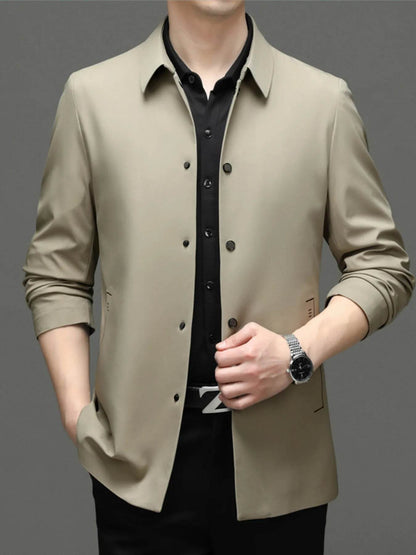 Men's Plus Size Button Up Long Sleeve Jacket - Tredona LLC