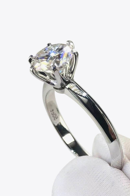 Adored 925 Sterling Silver 3 Carat Moissanite 6-Prong Ring - Tredona LLC