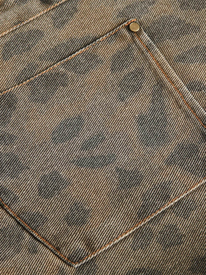 Men's Leopard Button Up Long Sleeve Jacket - Tredona LLC