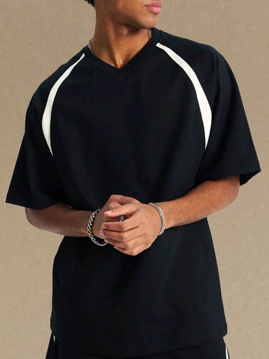 Men's Contrast Round Neck Half Sleeve T-Shirt - Tredona LLC