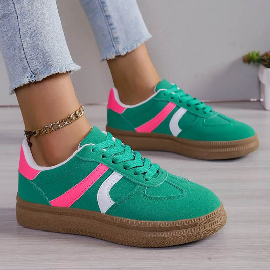 Lace Up Round Toe Contrast Sneakers - Tredona LLC