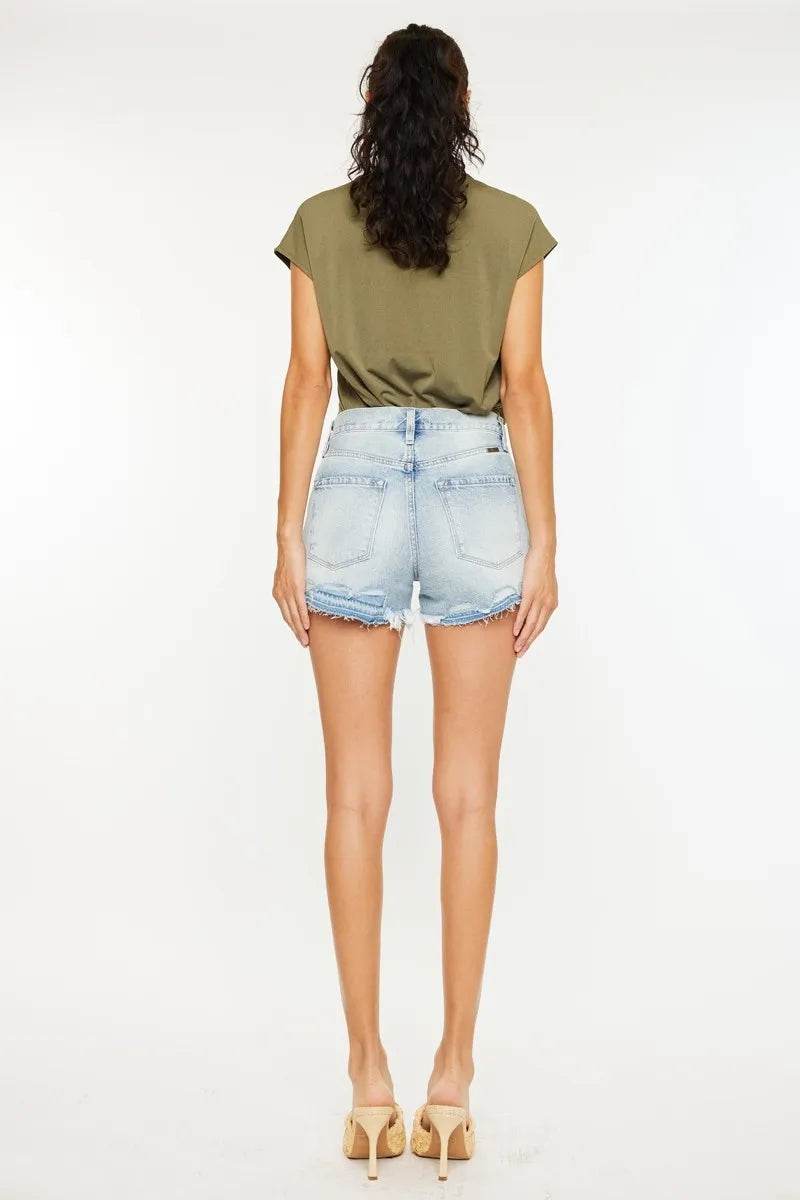 Kancan High Rise Raw Hem Denim Shorts - Tredona LLC