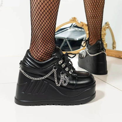 Lace Up Wedge Sneakers - Tredona LLC