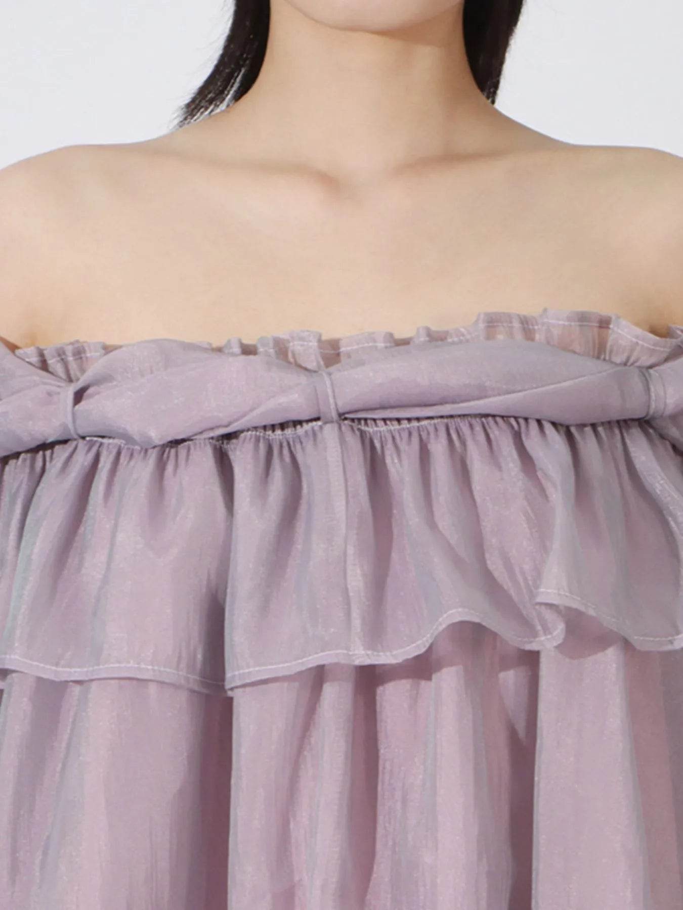 Ruffled Off-Shoulder Flounce Sleeve Blouse - Tredona LLC