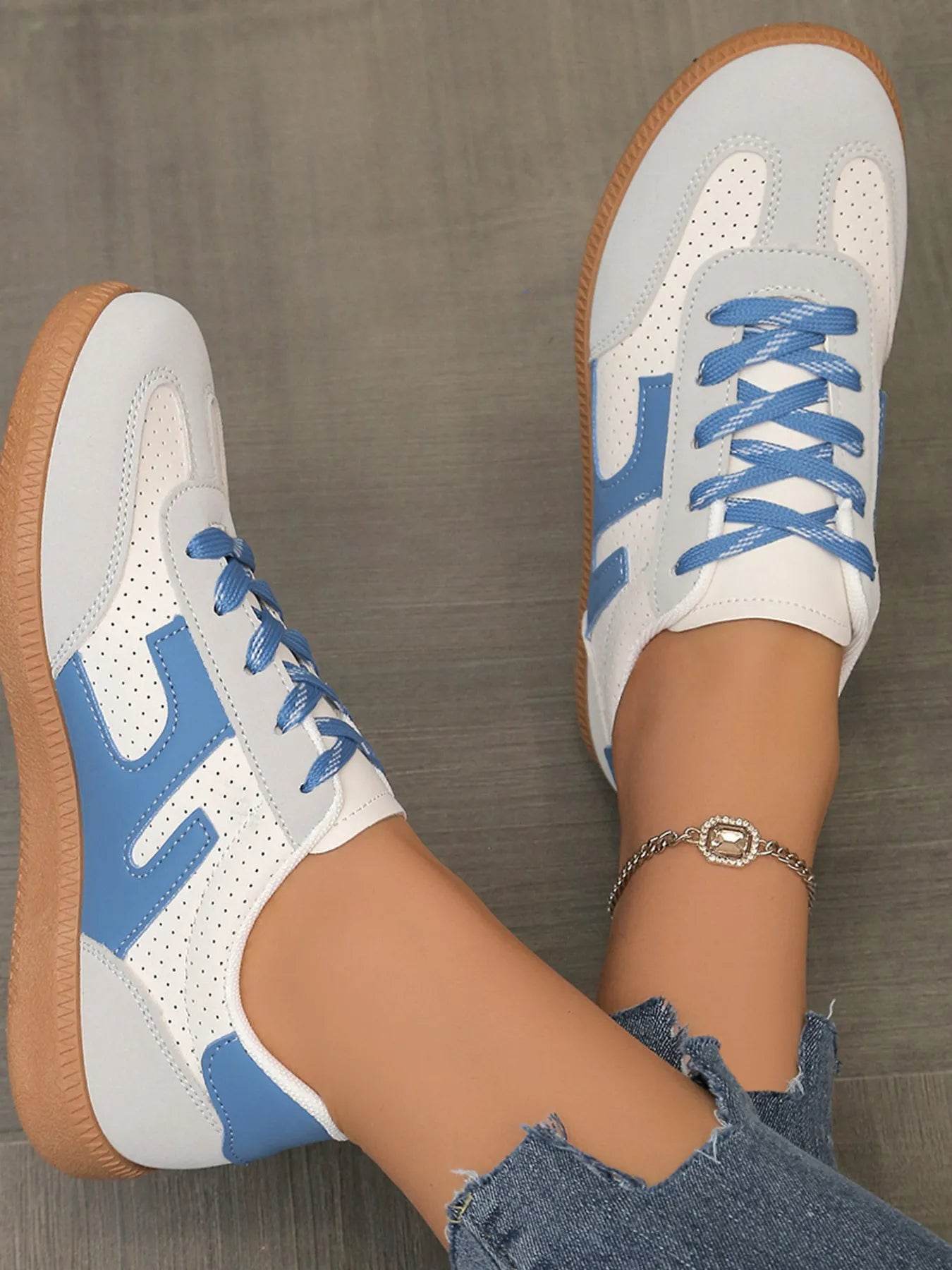 Lace Up Round Toe Sneakers - Tredona LLC