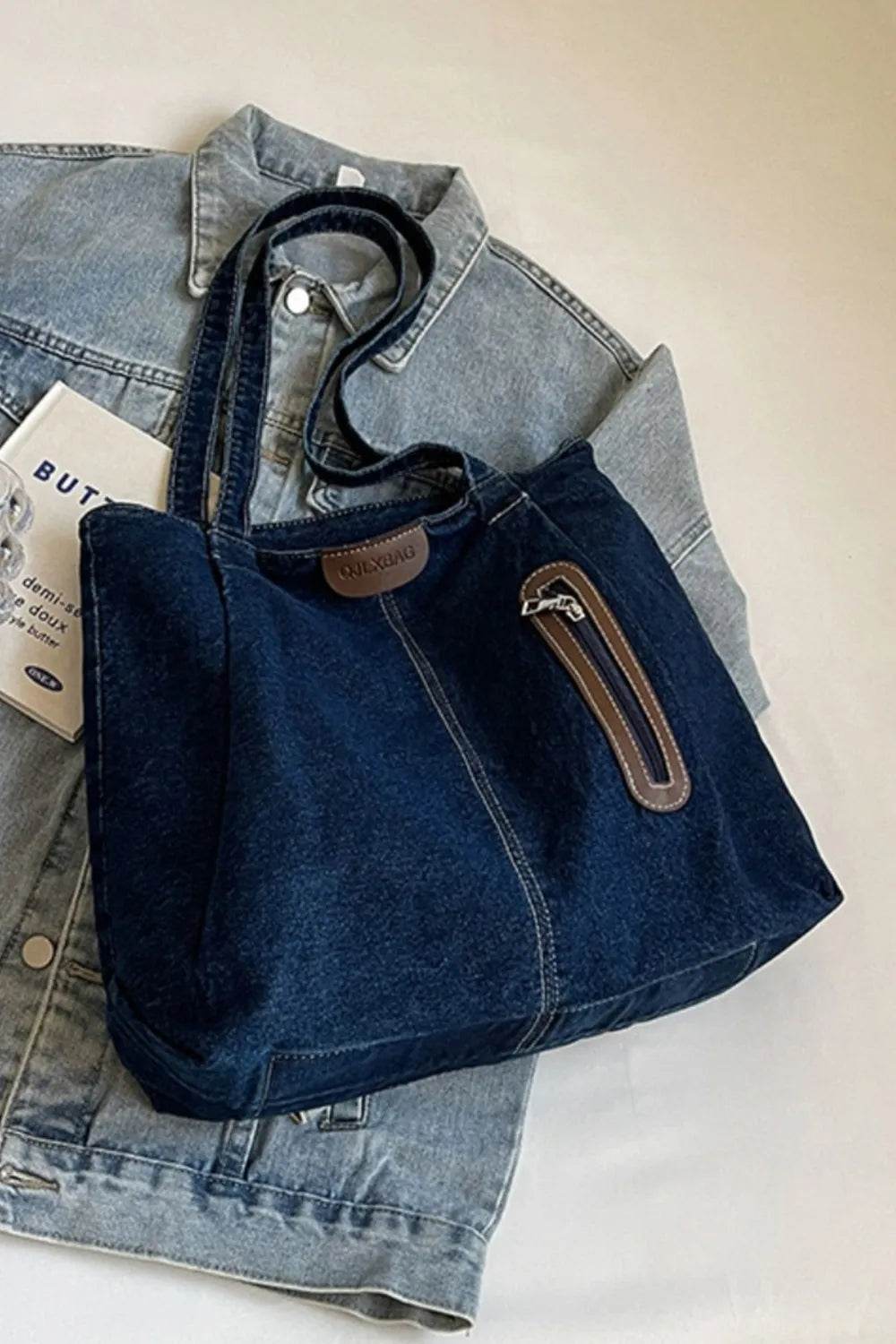 Medium Denim Tote Bag - Tredona LLC