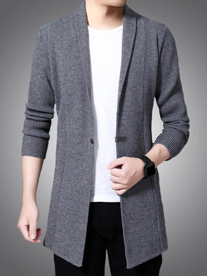 Men's Full Size Long Sleeve Longline Cardigan Plus Size - Tredona LLC