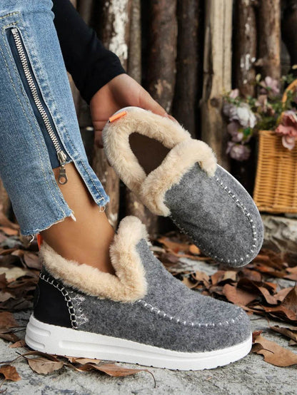 Furry Suede Round Toe Flat Sneakers - Tredona LLC