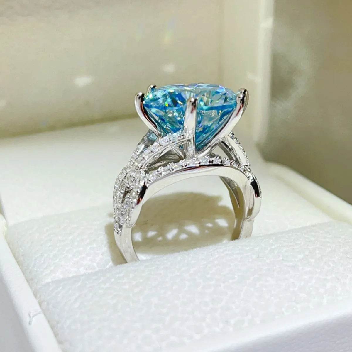 10 Carat Moissanite 925 Sterling Silver Ring - Tredona LLC