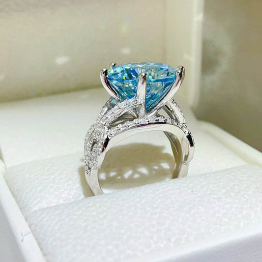 10 Carat Moissanite 925 Sterling Silver Ring - Tredona LLC