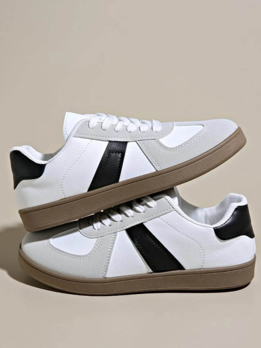 Stripe Lace Up Sneakers - Tredona LLC