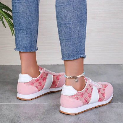 Contrast Round Toe Flat Sneakers - Tredona LLC