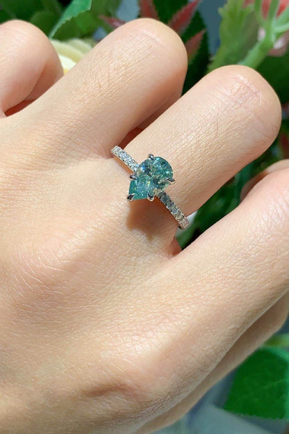 1.5 Carat Teardrop Shape Moissanite 925 Sterling Silver Ring - Tredona LLC