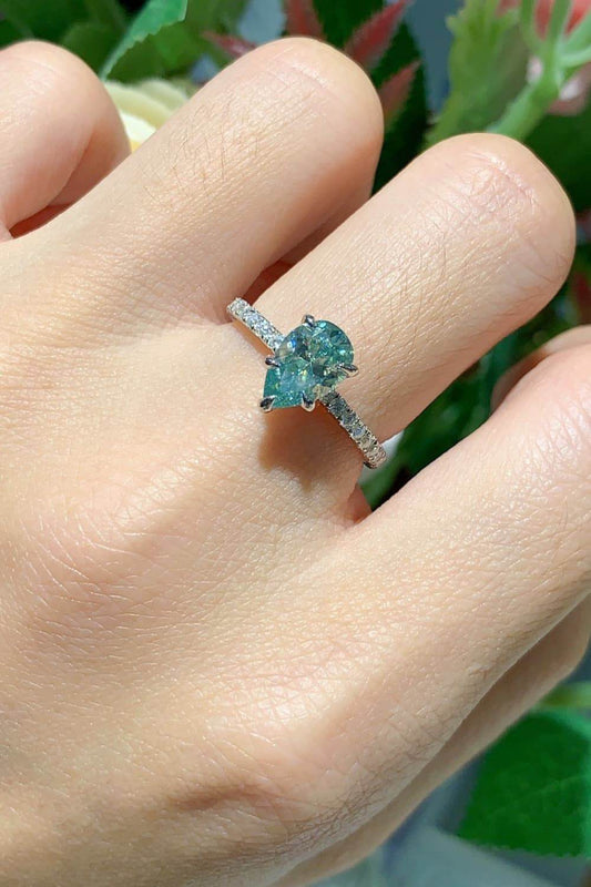 1.5 Carat Teardrop Shape Moissanite 925 Sterling Silver Ring - Tredona LLC