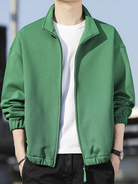 Men's Plus Size Zip Up Long Sleeve Jacket - Tredona LLC
