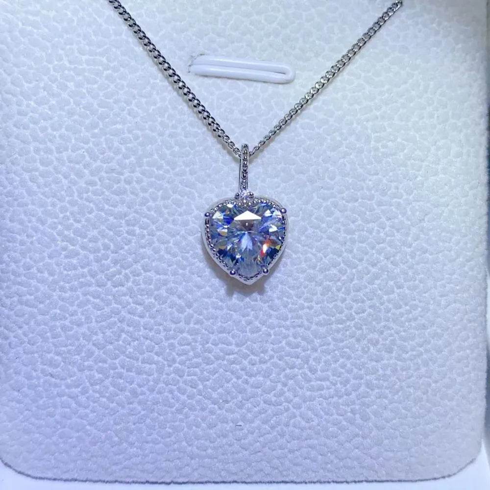 2 Carat Moissanite 925 Sterling Silver Necklace - Tredona LLC