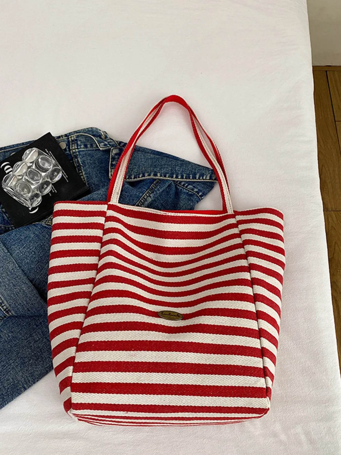Striped Canvas Tote Bag - Tredona LLC