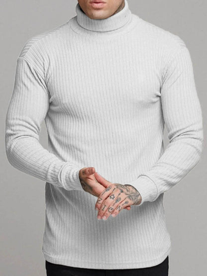 Men's Ribbed Turtleneck Long Sleeve Sweater - Tredona LLC