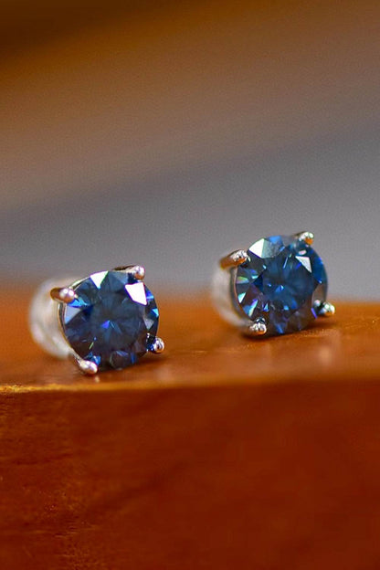 2 Carat Moissanite Four-Prong Platinum-Plated Earrings - Tredona LLC