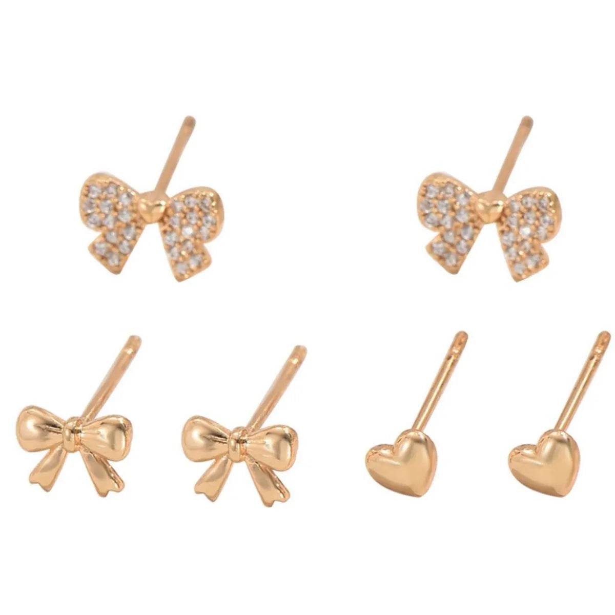 6 Piece Bow Heart Stud Earrings Set - Tredona LLC