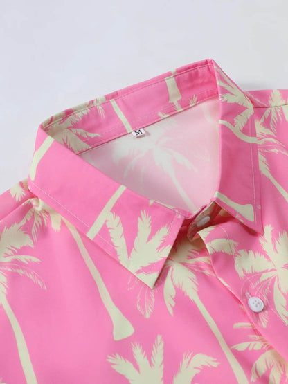 Men's Palm Tree Print Top and Shorts Summer Set - Tredona LLC