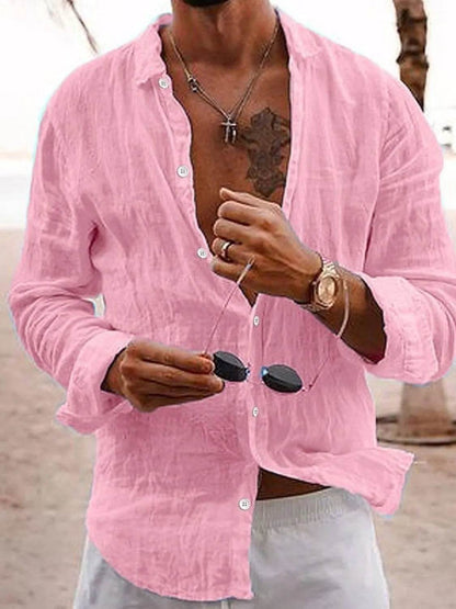 Men's Full Size Button Up Long Sleeve Shirt Plus Size - Tredona LLC
