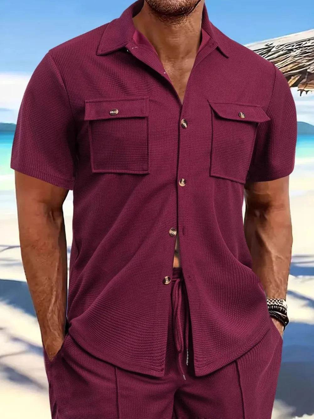 Men's Full Size Button Down Short Sleeve Shirt Plus Size - Tredona LLC
