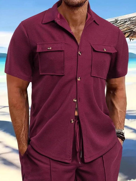 Men's Full Size Button Down Short Sleeve Shirt Plus Size - Tredona LLC