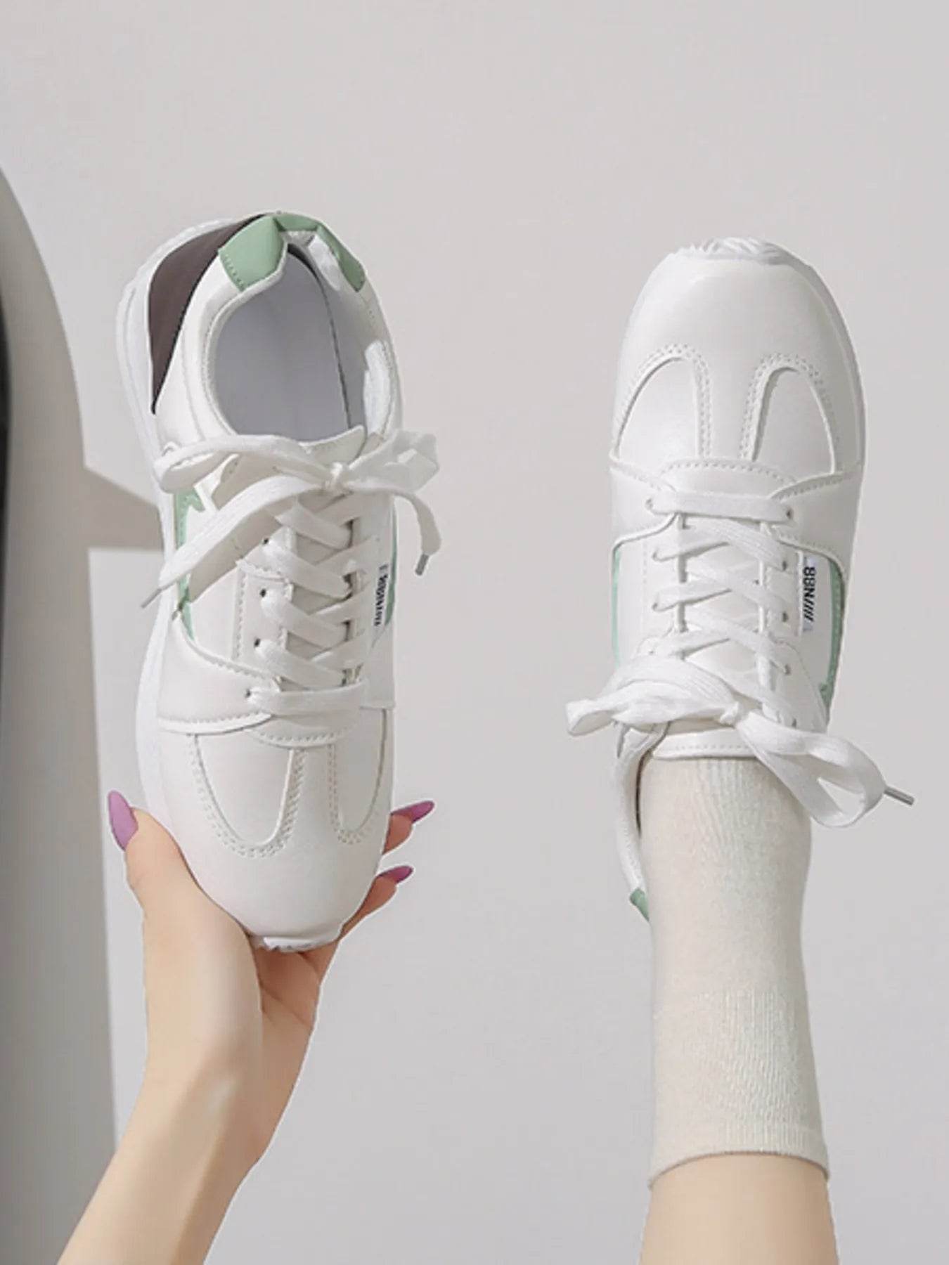 Round Toe Contrast Sneakers - Tredona LLC