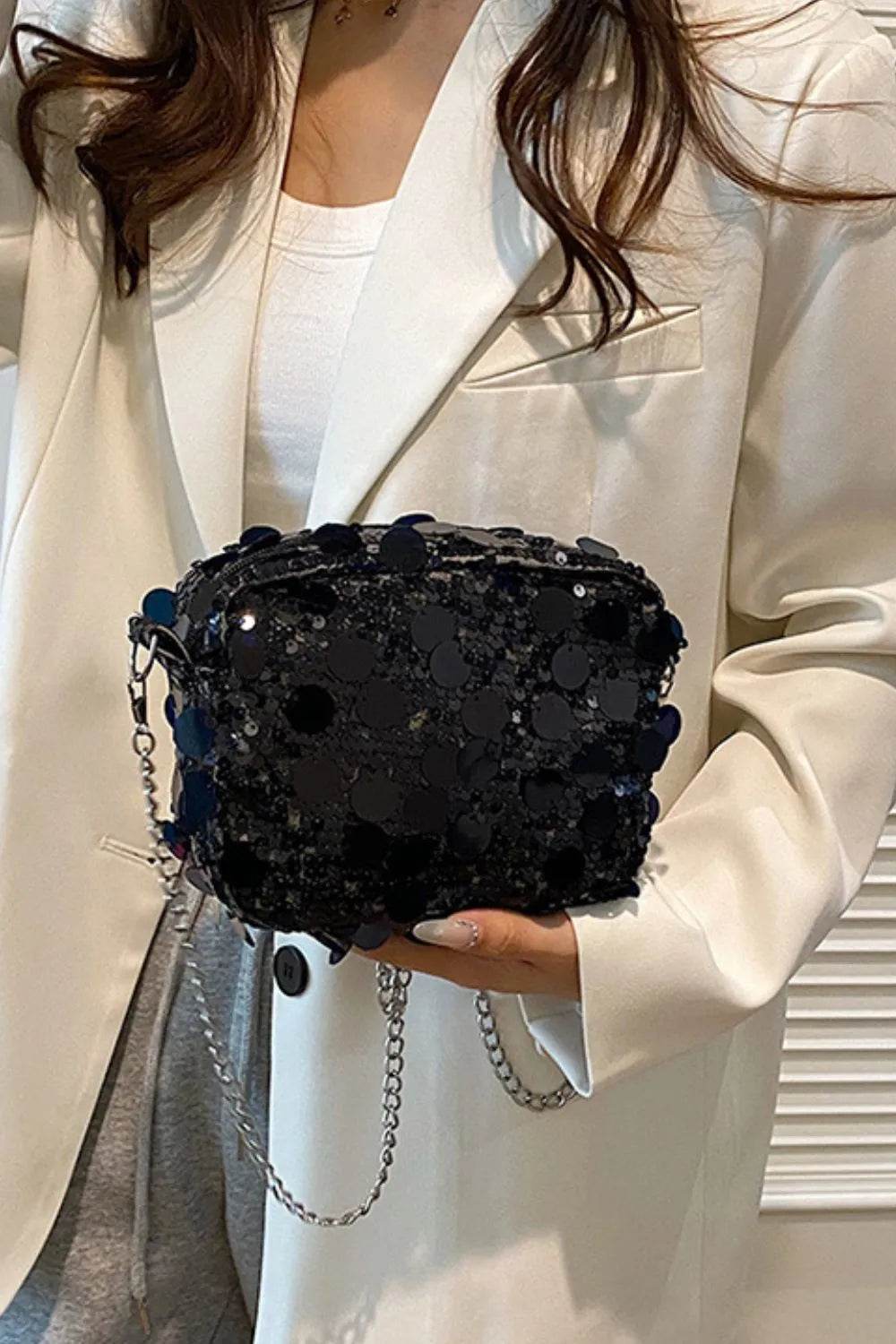 Sequin Chain Shoulder Bag - Tredona LLC
