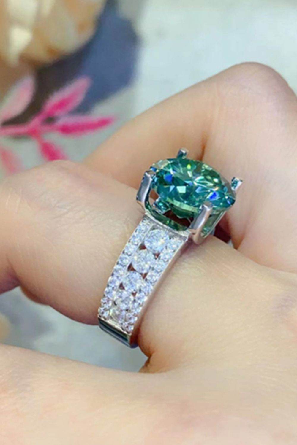 5 Carat Moissanite 4-Prong Wide Band Ring - Tredona LLC