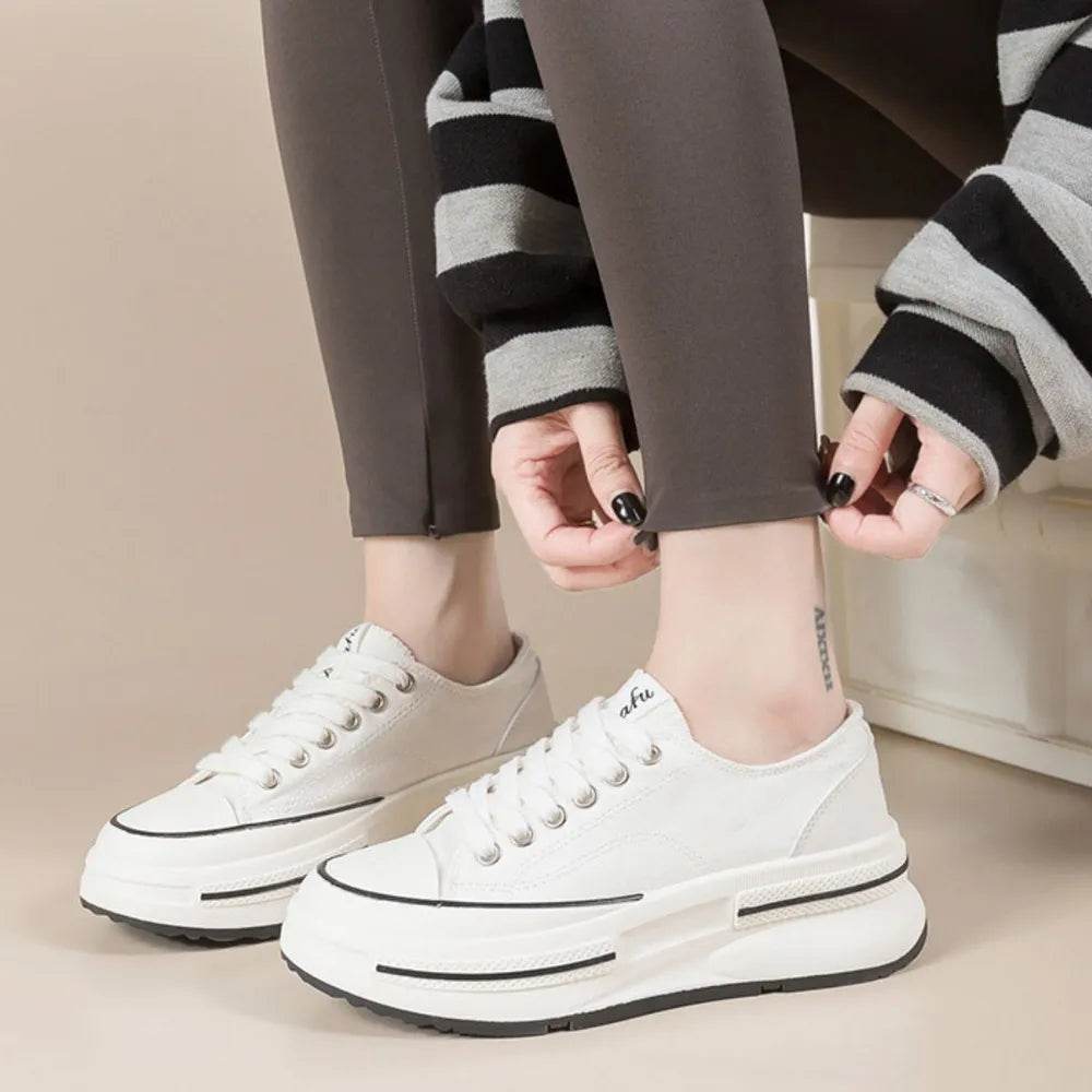 Tied Round Toe Platform Sneakers - Tredona LLC