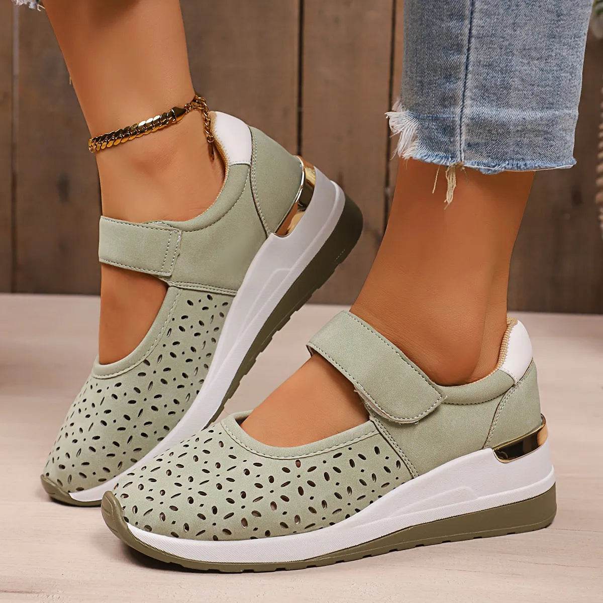 Round Toe Wedge Sneakers - Tredona LLC