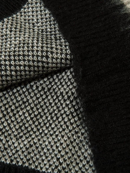 Men's Oversized Contrast Striped Round Neck Sweater - Tredona LLC