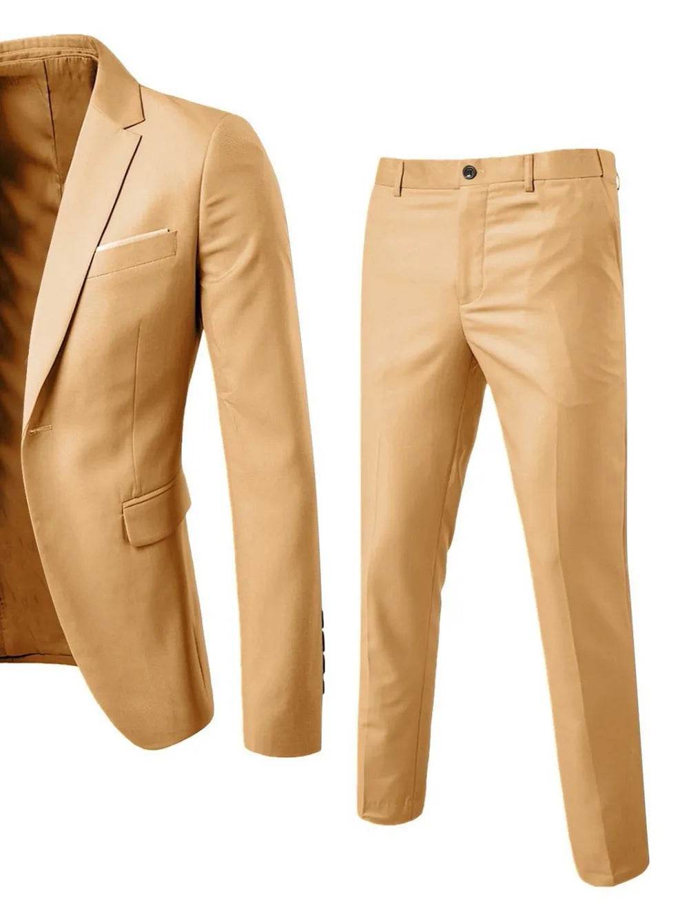 Men's Full Size Slim Fit One Button Top and Pants Two-Piece Blazer Set Plus Size - Tredona LLC