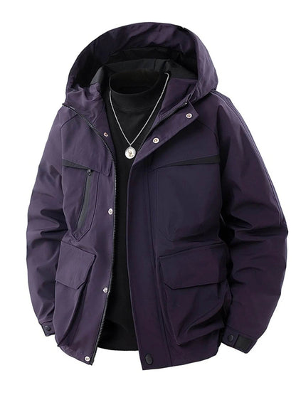 Men's Full Size Zip Up Long Sleeve Hooded Jacket Plus Size - Tredona LLC